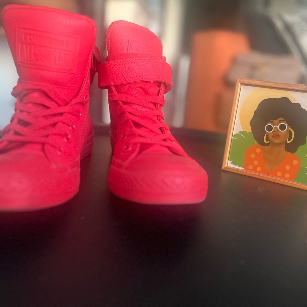 CONVERSE All Red Leather High Top All Star Sneakers